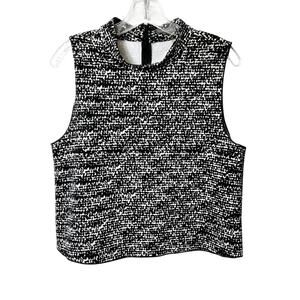 VINCE CAMUTO BLACK WHITE SLEEVELESS MEDIUM WOMEN POLYESTER SPANDEX BLOUSE